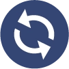 Symbol för kommunikation med två pilar i cirkel